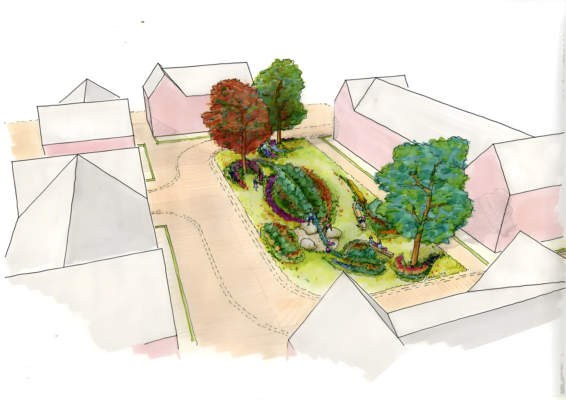 Het ontwerp, met de buurt